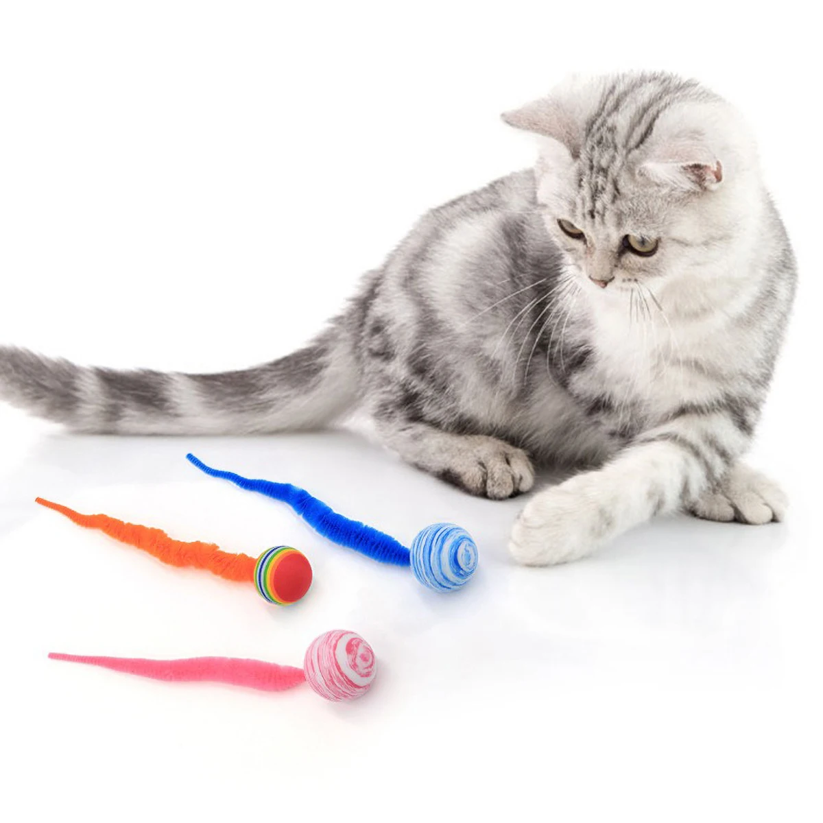 Magic Worm Bouncy Ball Cat Toy with Tail Large Colorful Fuzzy Worm Interactive Ball for Cats Entertainment
Magic Worm Bouncy Ball Cat Toy with Tail Large Colorful Fuzzy Worm Interactive Ball for Cats Entertainment