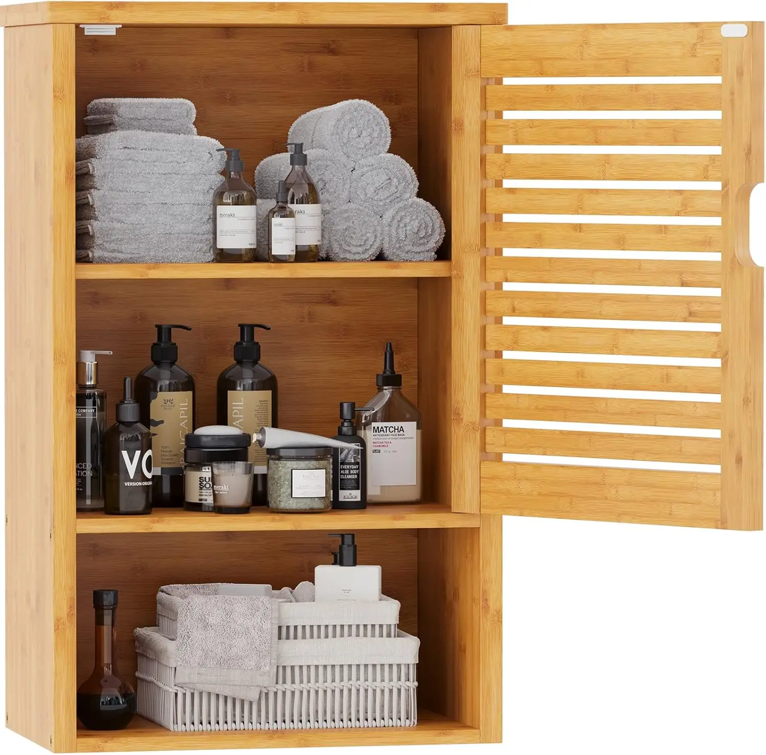 Bathroom Wall Cabinet, Wooden Medicine Cabinet with Single Door and Adjustable Inner Shelf, Bamboo Storage Cabinet Wall Mounted
Bathroom Wall Cabinet, Wooden Medicine Cabinet with Single Door and Adjustable Inner Shelf, Bamboo Storage Cabinet Wall Mounted