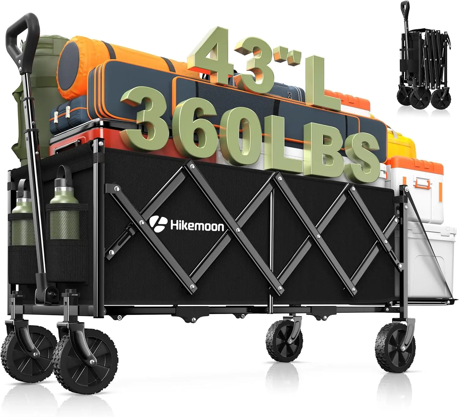 43'' Foldable Utility Wagon with Extended Tailgate, 360LBS Capacity, Portable Cart for Shopping & Outdoor Use
43'' Foldable Utility Wagon with Extended Tailgate, 360LBS Capacity, Portable Cart for Shopping & Outdoor Use