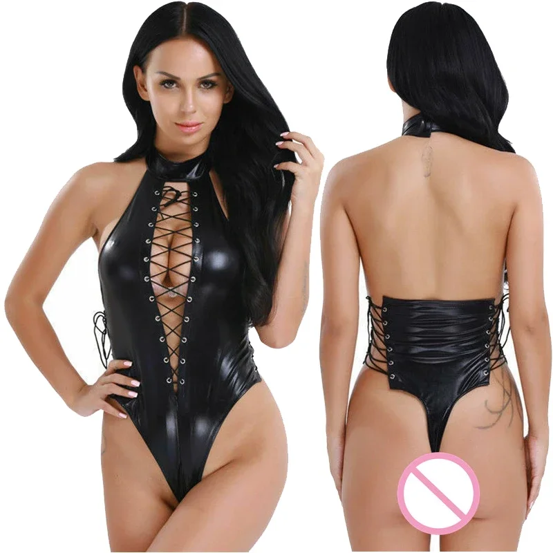 Sexy Halter Backless Women Faux Leather Lingerie Bodysuits Latex Catsuit Fetish Lingerie Hot Erotic Clubwear
Sexy Halter Backless Women Faux Leather Lingerie Bodysuits Latex Catsuit Fetish Lingerie Hot Erotic Clubwear