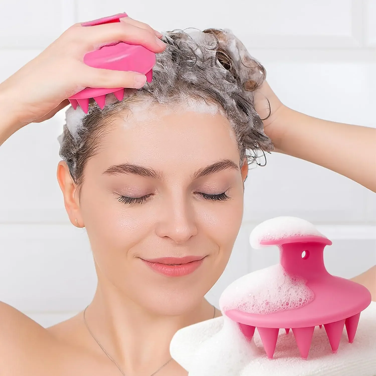 Hair Brushes with Scalp Massager Shampoo Brush, Silicone Hair Scrubber with Soft Bristles for Shower, Wet(Pink)
Hair Brushes with Scalp Massager Shampoo Brush, Silicone Hair Scrubber with Soft Bristles for Shower, Wet(Pink)