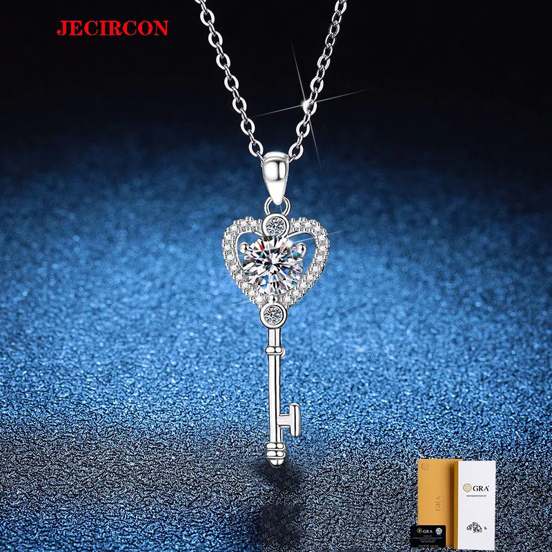 JECIRCON 1 Carat Moissanite S925 Sterling Silver Necklace for Women Fashion Lucky Love Heart Key Pendant Clavicle Chain with GRA
JECIRCON 1 Carat Moissanite S925 Sterling Silver Necklace for Women Fashion Lucky Love Heart Key Pendant Clavicle Chain with GRA