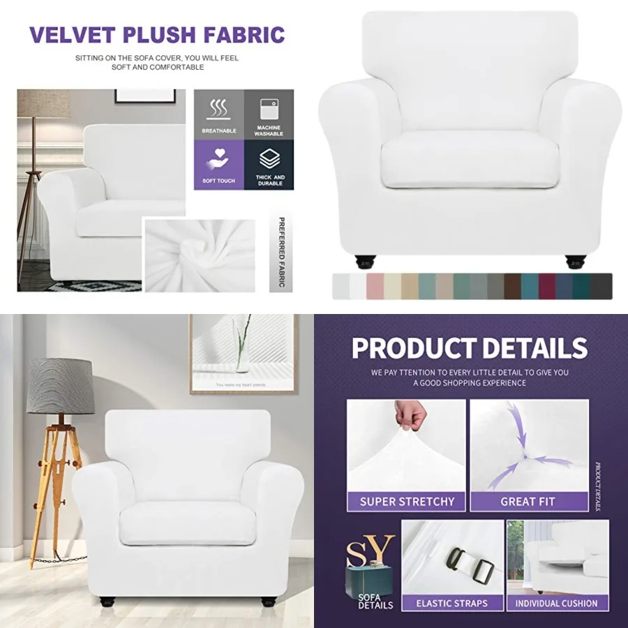 Luxury Chair Slipcovers with Arms 2 Pcs Stretch Chair Covers for Living Room Thick Soft Armchair Slipcover Anti Slip Dog Pet Fr
Luxury Chair Slipcovers with Arms 2 Pcs Stretch Chair Covers for Living Room Thick Soft Armchair Slipcover Anti Slip Dog Pet Fr