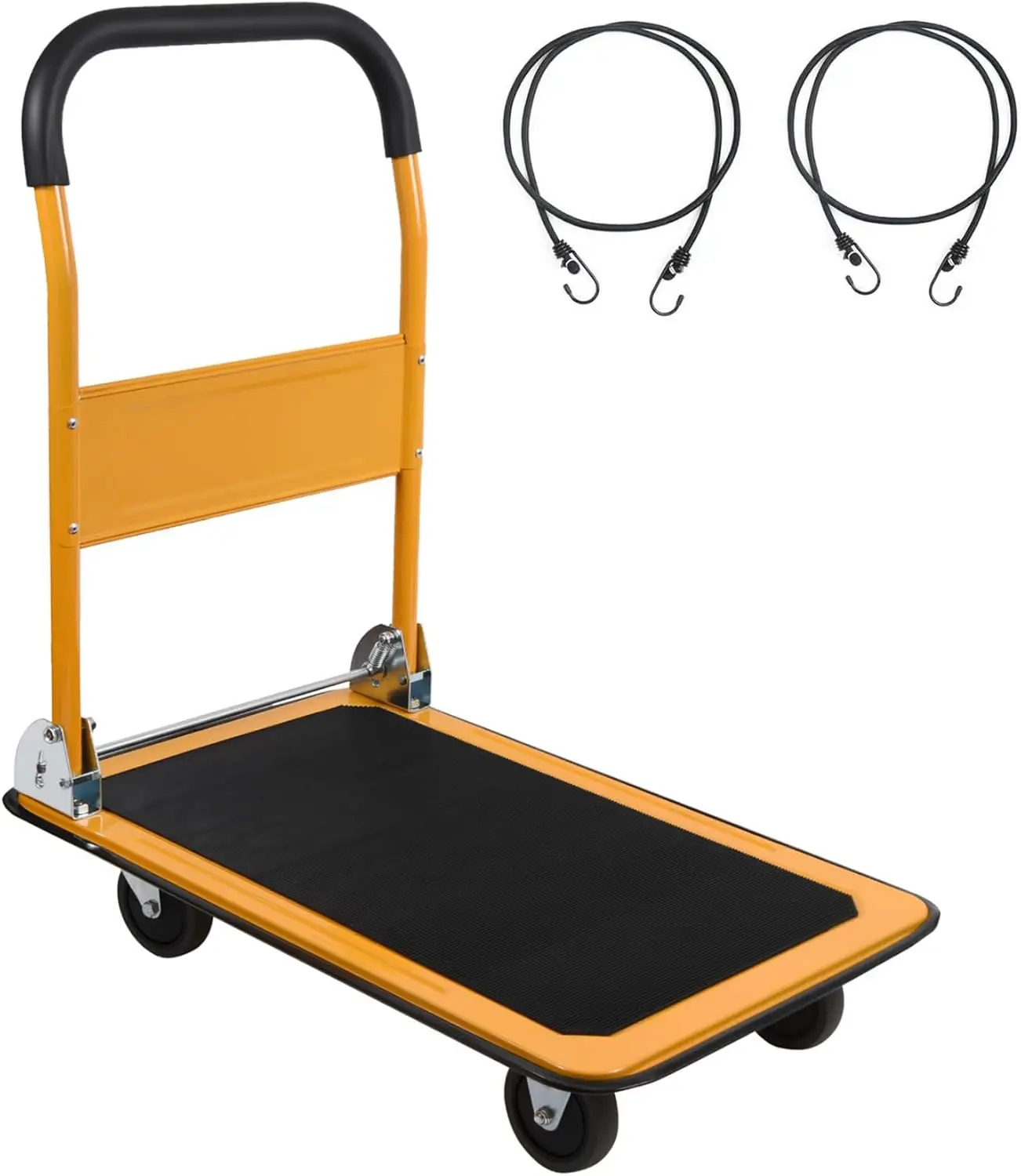 Foldable Push Cart with 330lbs Capacity, 4 Wheels, Yellow Color, Includes 2 Ropes for Easy Transport
Foldable Push Cart with 330lbs Capacity, 4 Wheels, Yellow Color, Includes 2 Ropes for Easy Transport