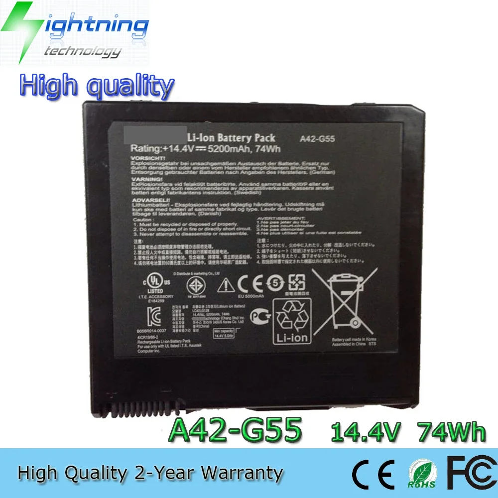 New Original A42-G55 14.4V 74Wh Laptop Battery for ASUS G55 G55V G55VM G55VW ROG-G55VW G55VM-DH71 G55VM-DS71 etc.
New Original A42-G55 14.4V 74Wh Laptop Battery for ASUS G55 G55V G55VM G55VW ROG-G55VW G55VM-DH71 G55VM-DS71 etc.