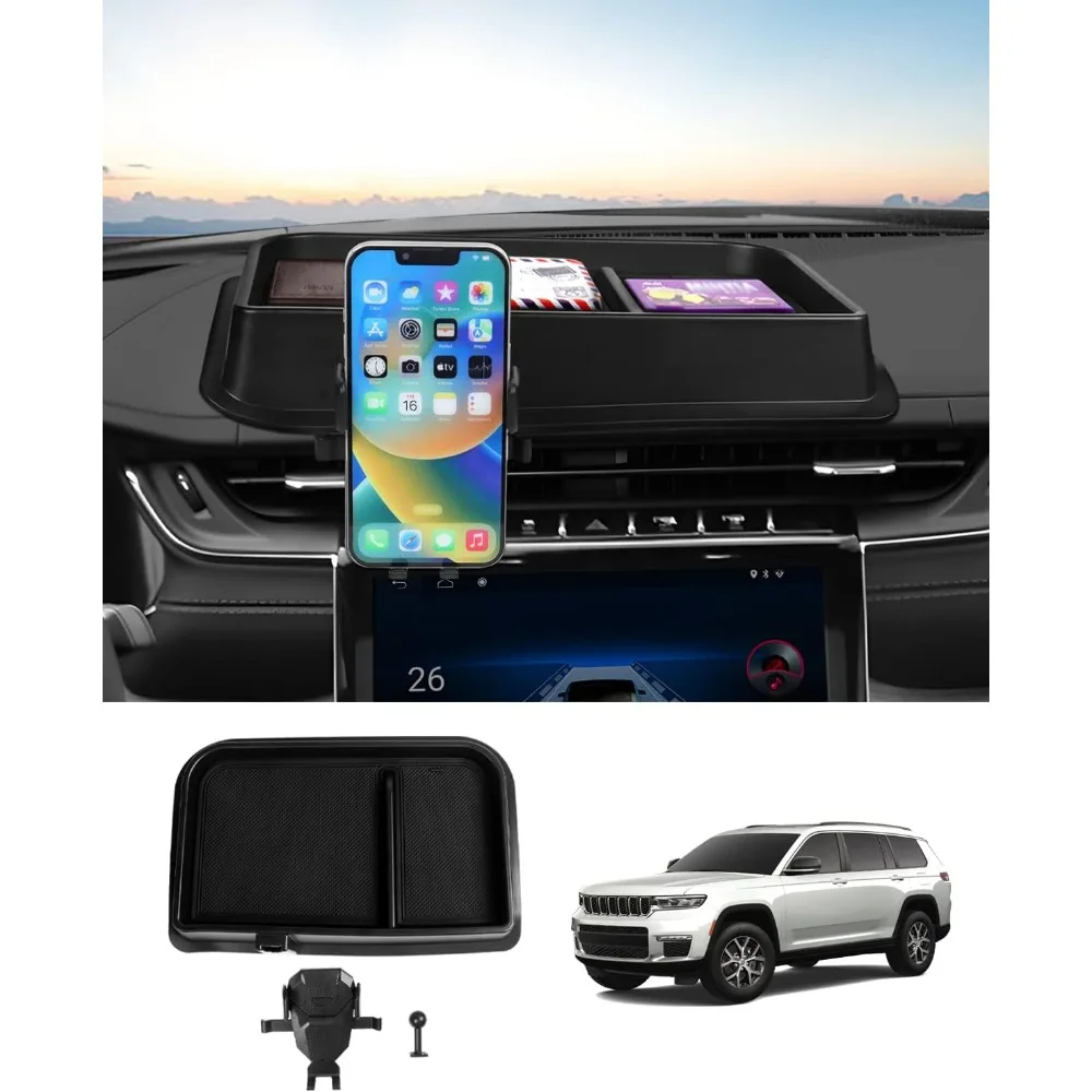 Center Console Dashboard Phone Holder Mount for Jeep Grand Cherokee 2021 2022 2023 2024 2025 with Anti-Slip Mat
Center Console Dashboard Phone Holder Mount for Jeep Grand Cherokee 2021 2022 2023 2024 2025 with Anti-Slip Mat