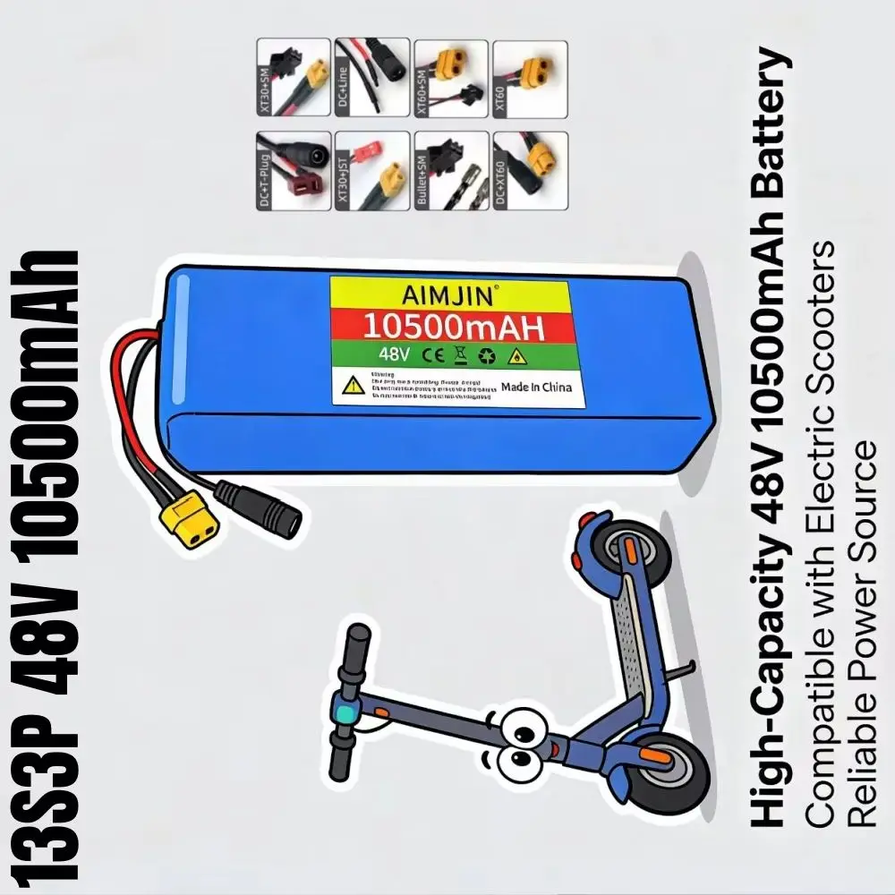 13S3P 48V 10.5Ah High-Power Lithium-Ion Battery Pack for Electric Bicycles And Scooters with BMS 1000W - Rechargeable Electric V
13S3P 48V 10.5Ah High-Power Lithium-Ion Battery Pack for Electric Bicycles And Scooters with BMS 1000W - Rechargeable Electric V