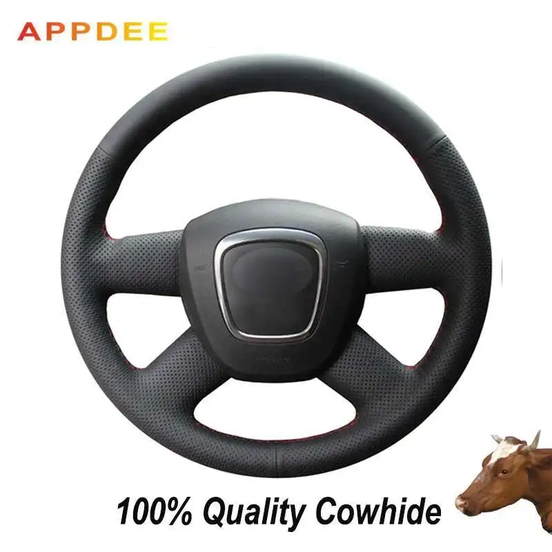 Черный чехол на руль автомобиля APPDEE из натуральной кожи для Audi Old A4 B7 B8 A6 C6 2004-2011 Q5 2008-2012 Q7 2005-2009 2010 2011
Черный чехол на руль автомобиля APPDEE из натуральной кожи для Audi Old A4 B7 B8 A6 C6 2004-2011 Q5 2008-2012 Q7 2005-2009 2010 2011