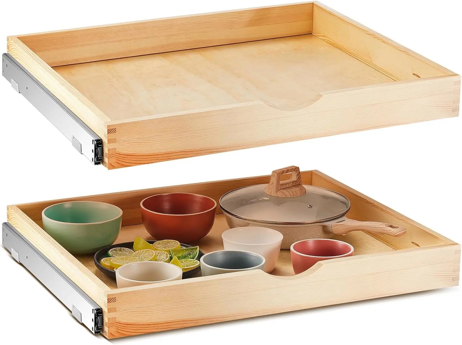 2 Pack Pull Out Cabinet Drawer, Wooden Under Sink Organizer, 27 x 21 x 3 Inch, Soft Close, Fully Assembled
2 Pack Pull Out Cabinet Drawer, Wooden Under Sink Organizer, 27 x 21 x 3 Inch, Soft Close, Fully Assembled