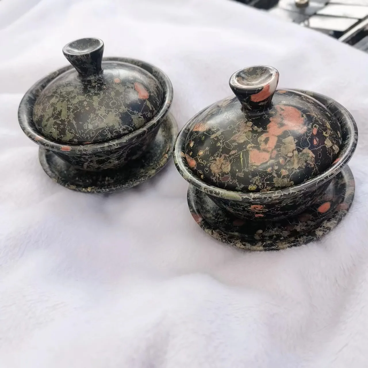 Chinese Plum Jade Gaiwan Natural Magnetic Stone Health Gongfu Teaware Genuine Jades Handmade Gaiwan Kungfu Teaset Cover Bowl Set
Chinese Plum Jade Gaiwan Natural Magnetic Stone Health Gongfu Teaware Genuine Jades Handmade Gaiwan Kungfu Teaset Cover Bowl Set