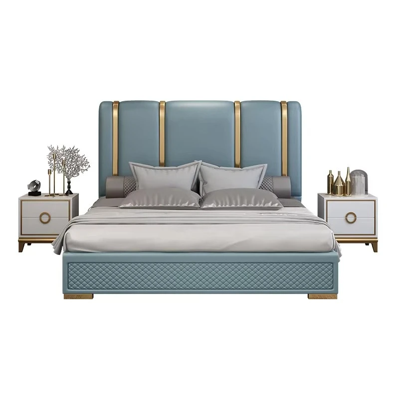 //Modern Luxury Bedroom Furniture Bedroom Set King Size Solid Wood Genuine Leather Bed
//Modern Luxury Bedroom Furniture Bedroom Set King Size Solid Wood Genuine Leather Bed