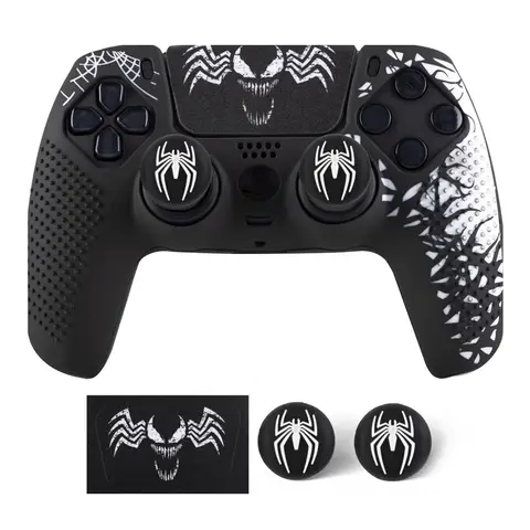 Anti-Slip Controller Skin Shell for PS5 Controller Silicone Cover Case with Rubber Thumb Grip Gaps and Touch Pad Sticker For PS5
