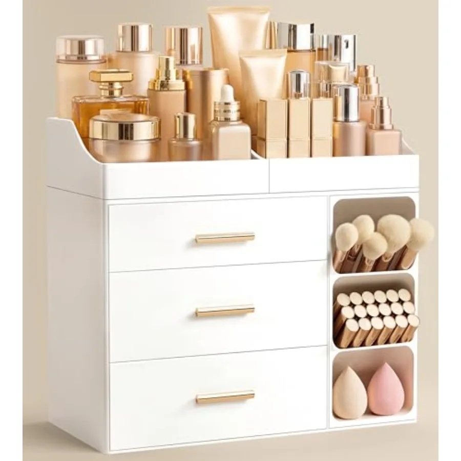 Makeup Organizer Countertop with Brush Holder, Large Bathroom Counter Organizer with Drawers, Skincare Organizers for Vanity, P
Makeup Organizer Countertop with Brush Holder, Large Bathroom Counter Organizer with Drawers, Skincare Organizers for Vanity, P