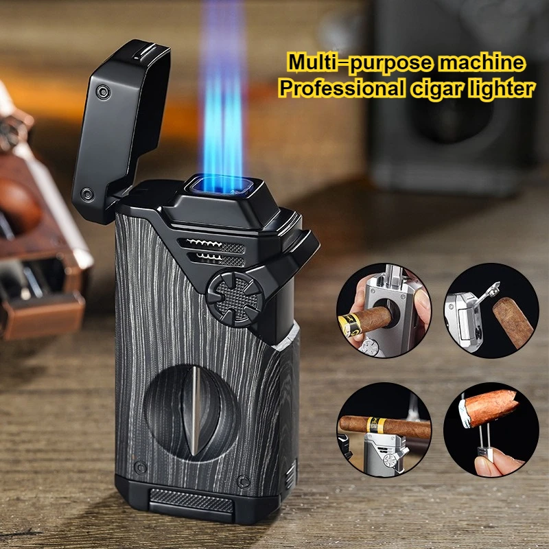 Creative Four Flame Windproof Blue Flame Butane Gas Lighter Metal Body Cool Multi functional Cigar Lighter Business Gift
Creative Four Flame Windproof Blue Flame Butane Gas Lighter Metal Body Cool Multi functional Cigar Lighter Business Gift