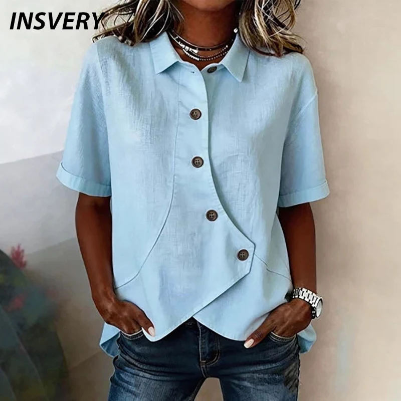 Summer Short Sleeve Women T-Shirts Turn Down Collar Button Blouses Women Casual Loose Shirt Female Cardigan Office Lady Tops
Summer Short Sleeve Women T-Shirts Turn Down Collar Button Blouses Women Casual Loose Shirt Female Cardigan Office Lady Tops