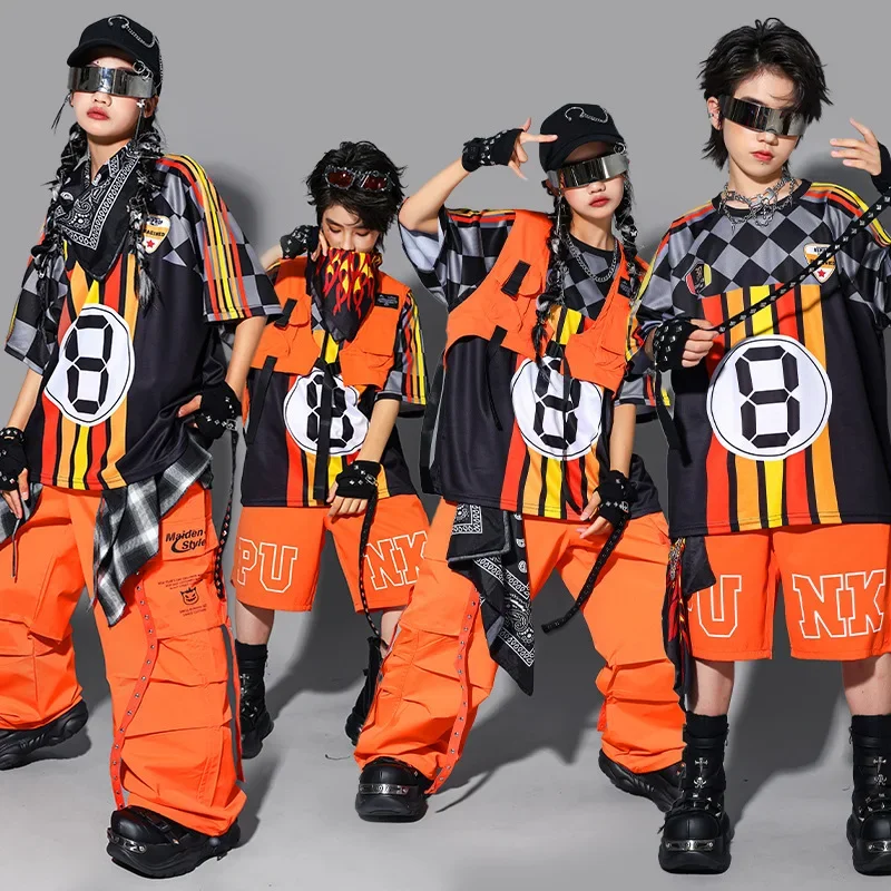 Boys Hip Hop Fashion K-pop Striped Top Orange Cargo Pants Girls Street Dance Shorts Outfits Group Streetwear Jazz Clothes Sets
Boys Hip Hop Fashion K-pop Striped Top Orange Cargo Pants Girls Street Dance Shorts Outfits Group Streetwear Jazz Clothes Sets