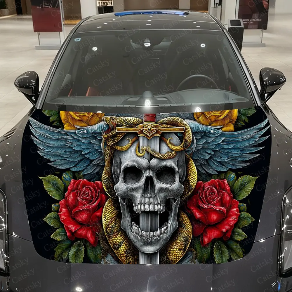 Winged Skull & Serpent Car Vinyl Wrap, PVC Waterproof Car Hood Sticker, Self-Adhesive Scratch-Resistant Stickers
Winged Skull & Serpent Car Vinyl Wrap, PVC Waterproof Car Hood Sticker, Self-Adhesive Scratch-Resistant Stickers