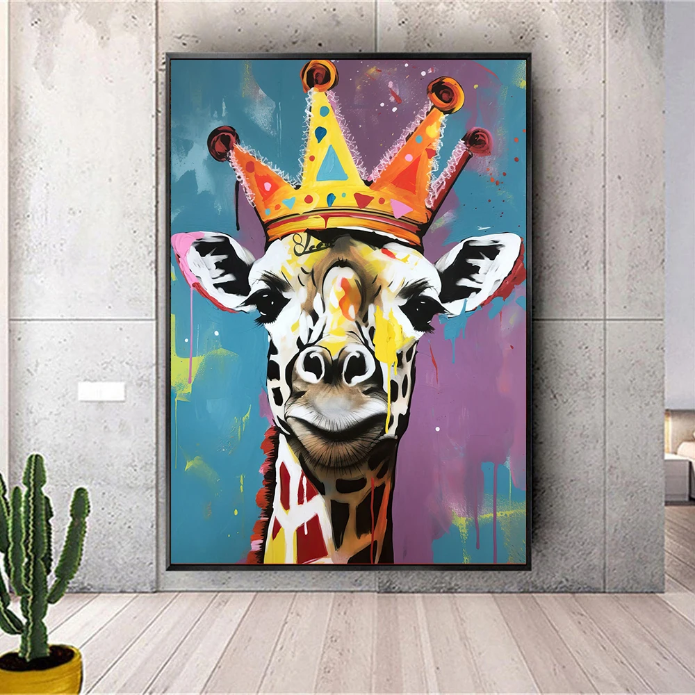 Giraffe Wearing a Crown Poster, Modern Pop Graffiti Wall Art Canvas Painting Print, Animal King Picture, Living Room Home Decor
Giraffe Wearing a Crown Poster, Modern Pop Graffiti Wall Art Canvas Painting Print, Animal King Picture, Living Room Home Decor