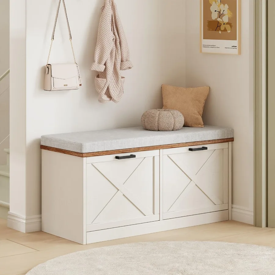 2-уровневая скамейка для хранения обуви с утолщенной мягкой подушкой сиденья Скамейка для прихожей с 2 откидными ящиками Регулируемая полка 11,8 D x
2-уровневая скамейка для хранения обуви с утолщенной мягкой подушкой сиденья Скамейка для прихожей с 2 откидными ящиками Регулируемая полка 11,8 D x