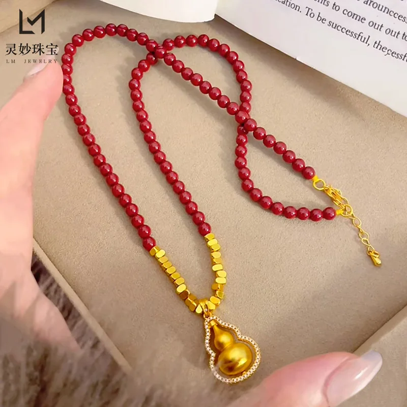 9999 24K real gold luxury jewelry dot diamond hoist broken gold cinnabar necklace pendant Fulu sweater chain year women's gift
9999 24K real gold luxury jewelry dot diamond hoist broken gold cinnabar necklace pendant Fulu sweater chain year women's gift