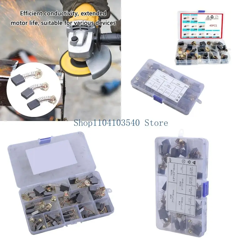 02DC 40Pcs Carbon Motor Brush Set (10 Sizes) Electric Motor Brushes Power Tool
02DC 40Pcs Carbon Motor Brush Set (10 Sizes) Electric Motor Brushes Power Tool