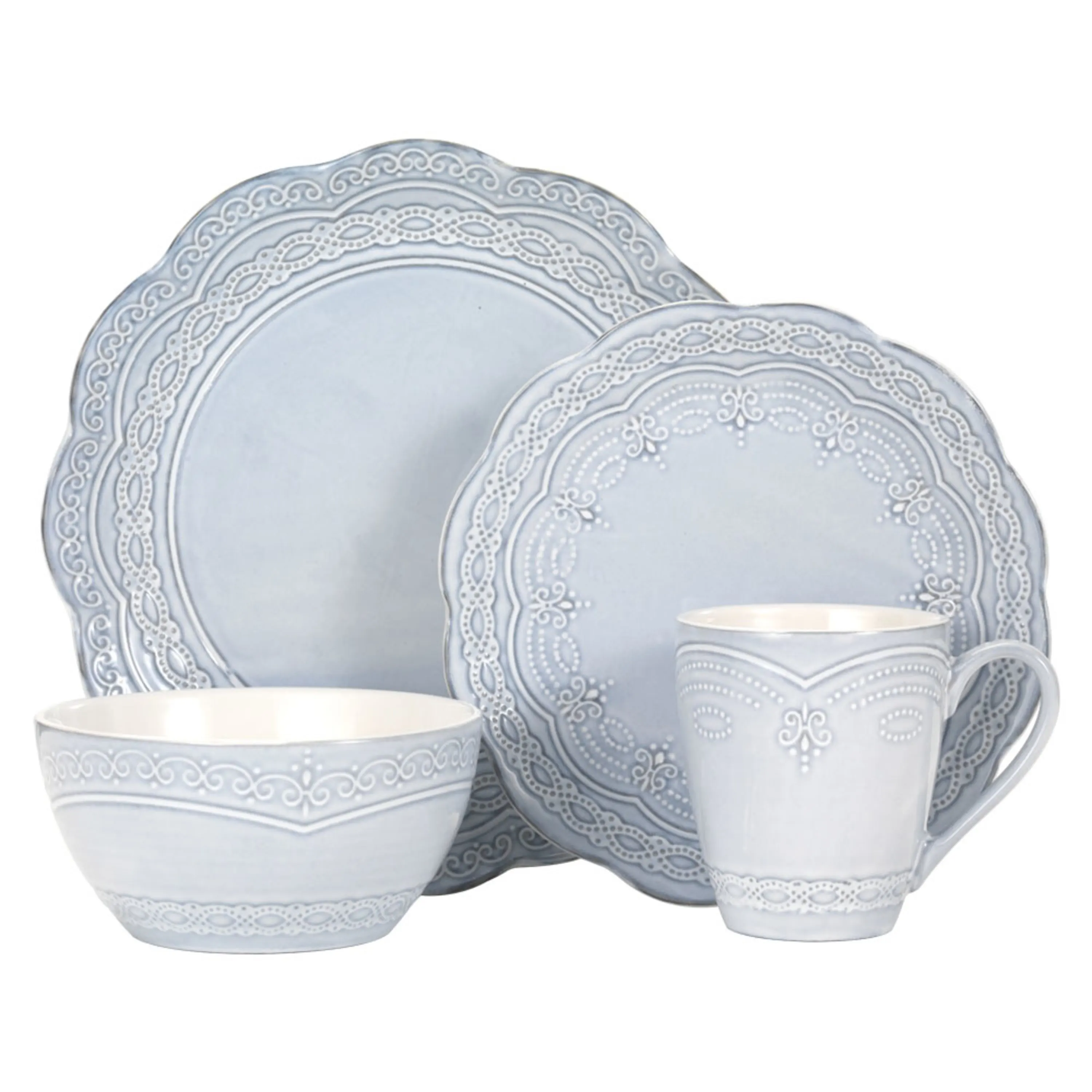 Blue Stoneware Dinnerware Set of 16 Pieces
Blue Stoneware Dinnerware Set of 16 Pieces