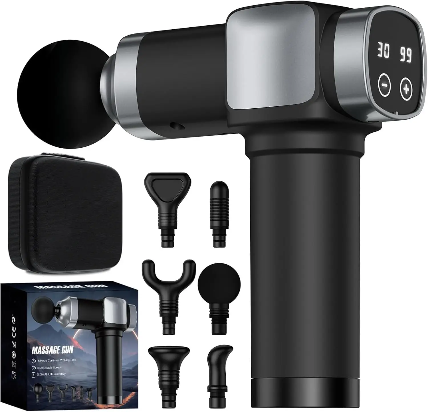 Deep Tissue Massage Gun, 30 Speeds, 6 Heads, Super Quiet Electric Back Massager with Carry Case (Black)
Deep Tissue Massage Gun, 30 Speeds, 6 Heads, Super Quiet Electric Back Massager with Carry Case (Black)