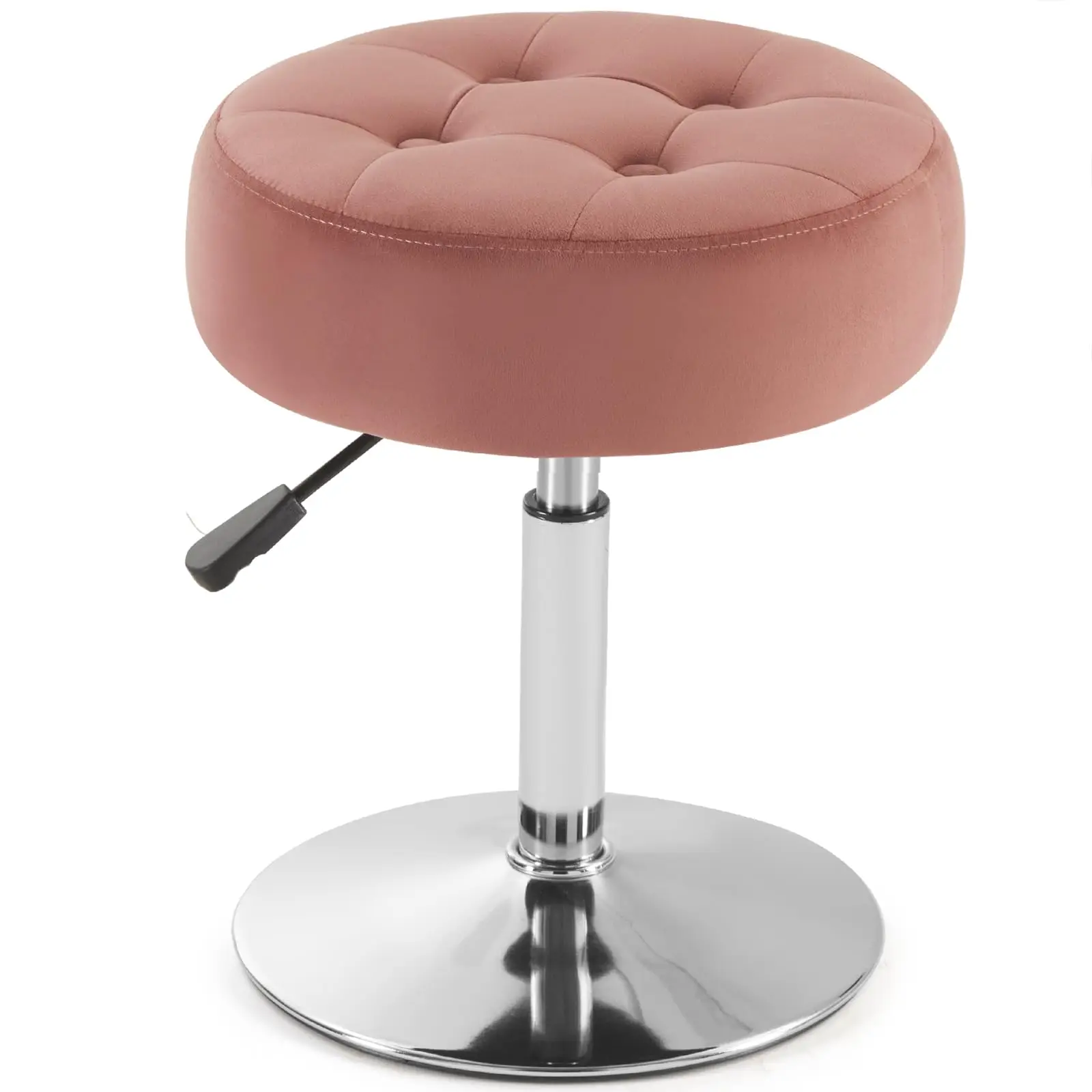 Round Tufted Velvet Makeup Stool With Adjustable Height And 360 Degree Swivel Chrome Base
Round Tufted Velvet Makeup Stool With Adjustable Height And 360 Degree Swivel Chrome Base