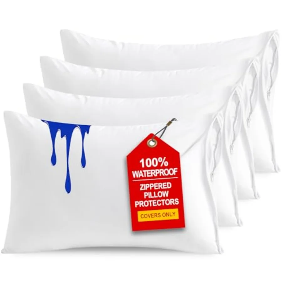 4 Pack Zippered Waterproof Standard Pillow Protectors, er Soft Quiet Zip Pillow Protectors, 20x26 Inches Jersey Pure White Wate
4 Pack Zippered Waterproof Standard Pillow Protectors, er Soft Quiet Zip Pillow Protectors, 20x26 Inches Jersey Pure White Wate
