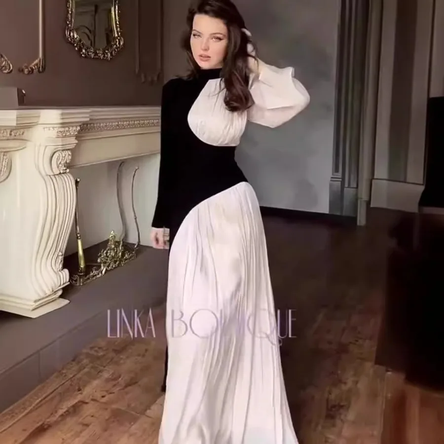 【New style】 spring new round collar color matching long sleeve slim waist retro dress
【New style】 spring new round collar color matching long sleeve slim waist retro dress