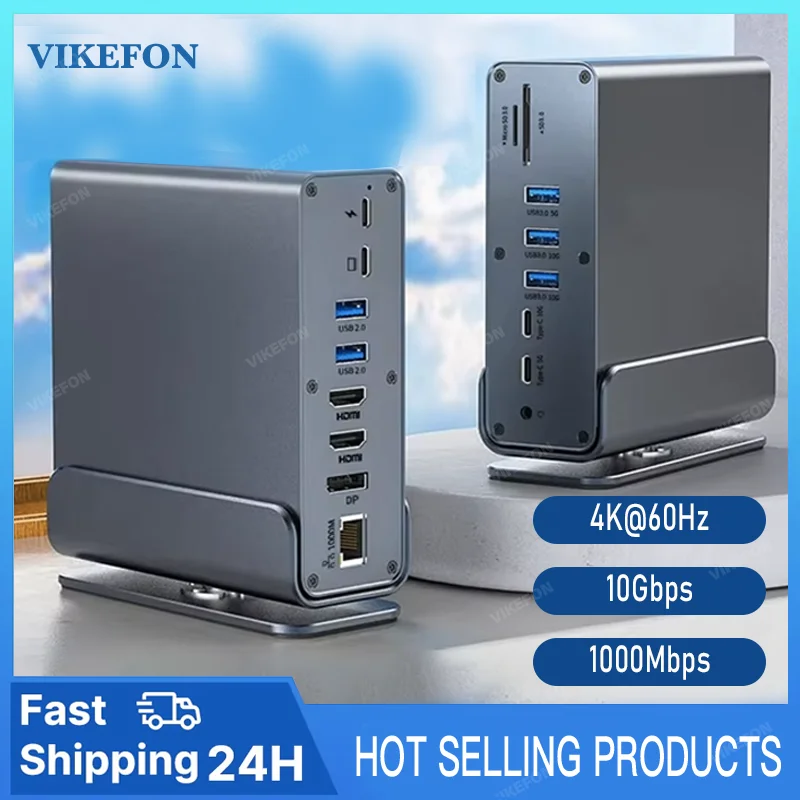 USB-C Docking Station 15 Ports Hub 10Gbps USB-C to HDMI 4K@60HZ PD100W RJ45 Audio For Macbook Pro PC USB 3.1 Type C Adapter
USB-C Docking Station 15 Ports Hub 10Gbps USB-C to HDMI 4K@60HZ PD100W RJ45 Audio For Macbook Pro PC USB 3.1 Type C Adapter