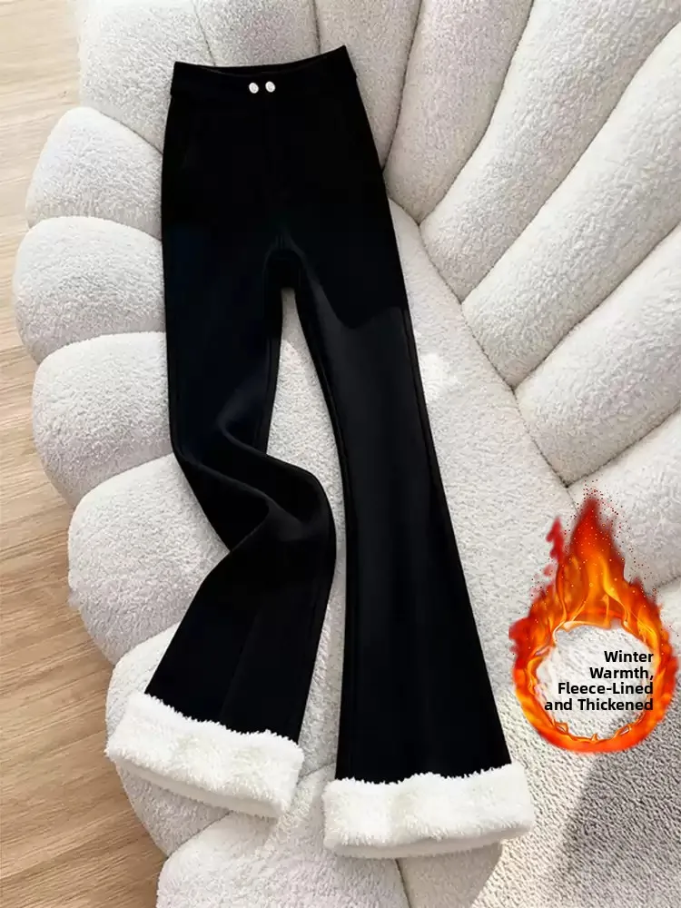 Faionable High Waist Fce Lined Thiened Wide Leg Pants Casual Sle Bell Bot Women's Autumn Winter Slimming Trousers
Faionable High Waist Fce Lined Thiened Wide Leg Pants Casual Sle Bell Bot Women's Autumn Winter Slimming Trousers