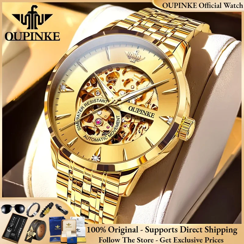 OUPINKE 3308 Men's Watch Japanese Movement Automatic Mechanical Watch High Quality Gold Hollow Watch NEW Original Men Watch
OUPINKE 3308 Men's Watch Japanese Movement Automatic Mechanical Watch High Quality Gold Hollow Watch NEW Original Men Watch