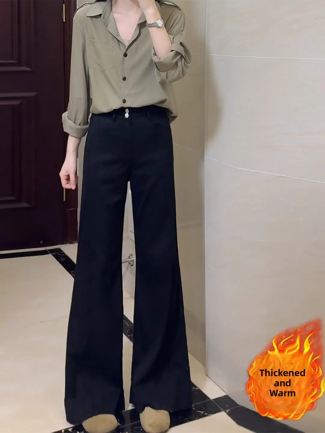 High Waist Fleece Lined Wide Leg Straight Cut Thick Warm Black Denim Jeans Women's Autumn Winter plus Size Comfortable Trousers
High Waist Fleece Lined Wide Leg Straight Cut Thick Warm Black Denim Jeans Women's Autumn Winter plus Size Comfortable Trousers