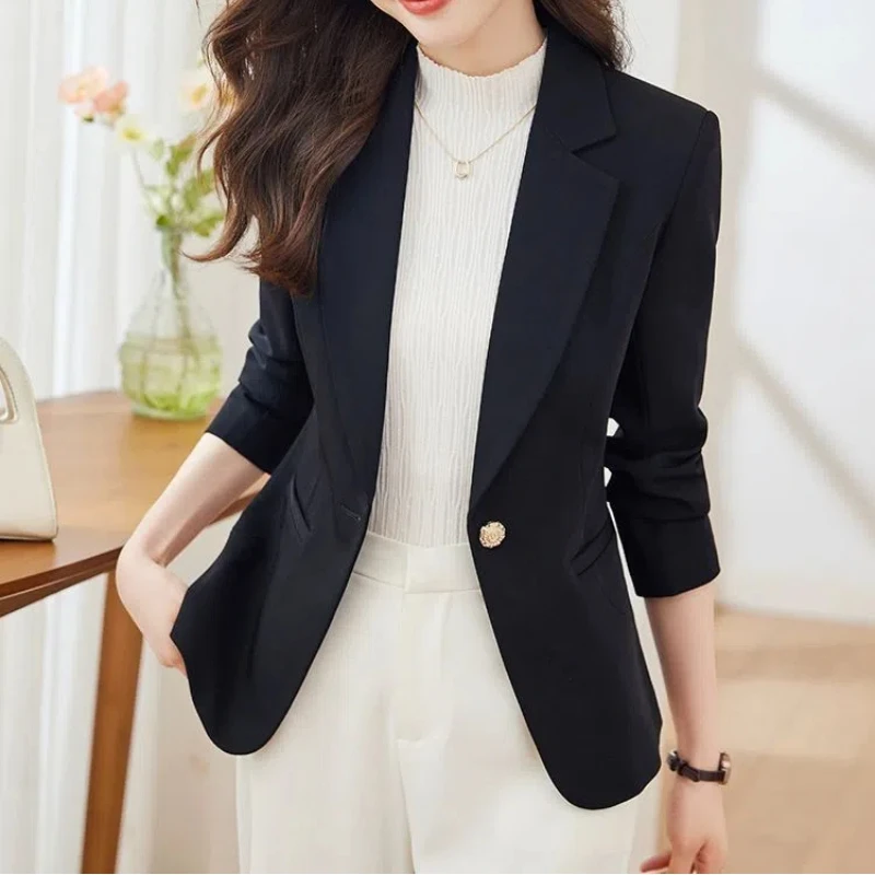 Women's Clothing Spring Autumn Blazers Turn-down Collar Solid Color Button Long Sleeve Cardigan Coats Suits Business Tops
Women's Clothing Spring Autumn Blazers Turn-down Collar Solid Color Button Long Sleeve Cardigan Coats Suits Business Tops