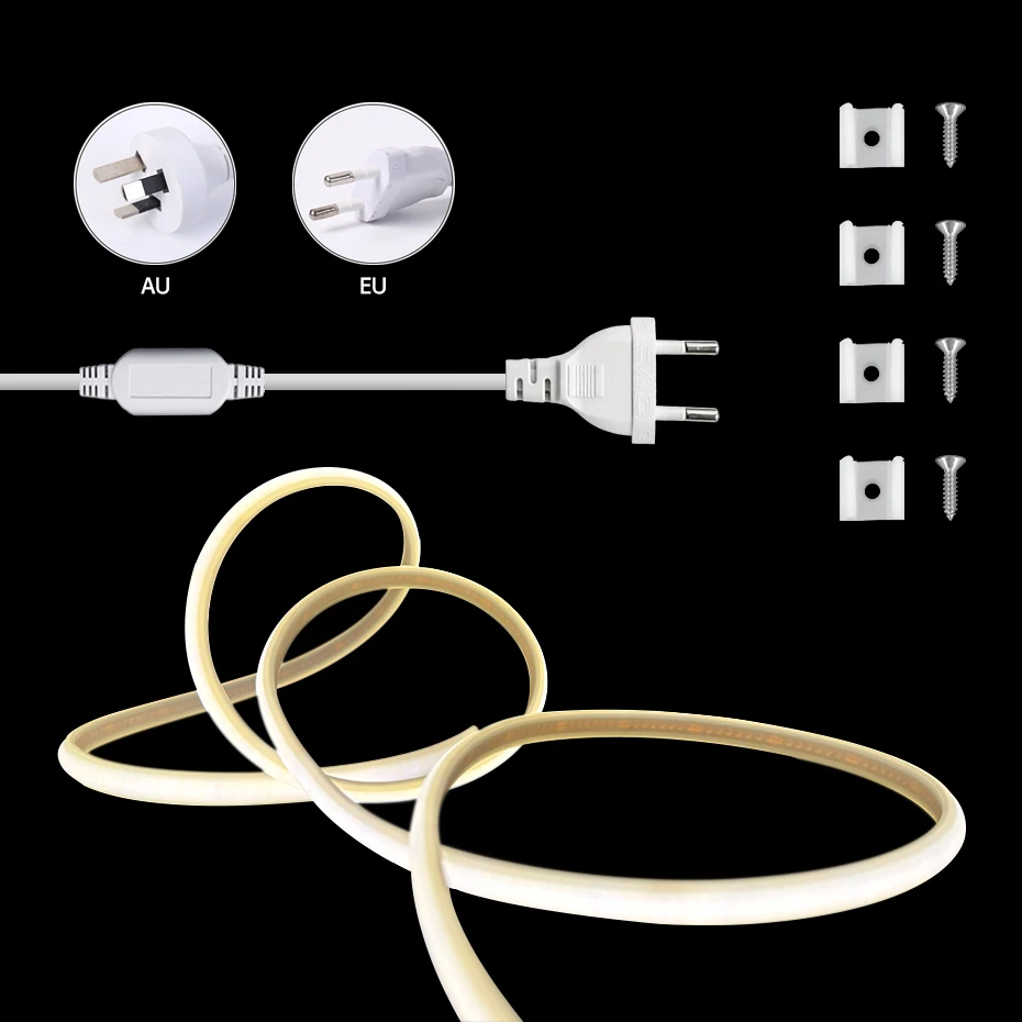 220V 288Leds/M COB LED Strip Light Waterproof 3000K 4500K 6000K High Bright Flexible Neon Ribbon for Home Lighting Decoration
220V 288Leds/M COB LED Strip Light Waterproof 3000K 4500K 6000K High Bright Flexible Neon Ribbon for Home Lighting Decoration