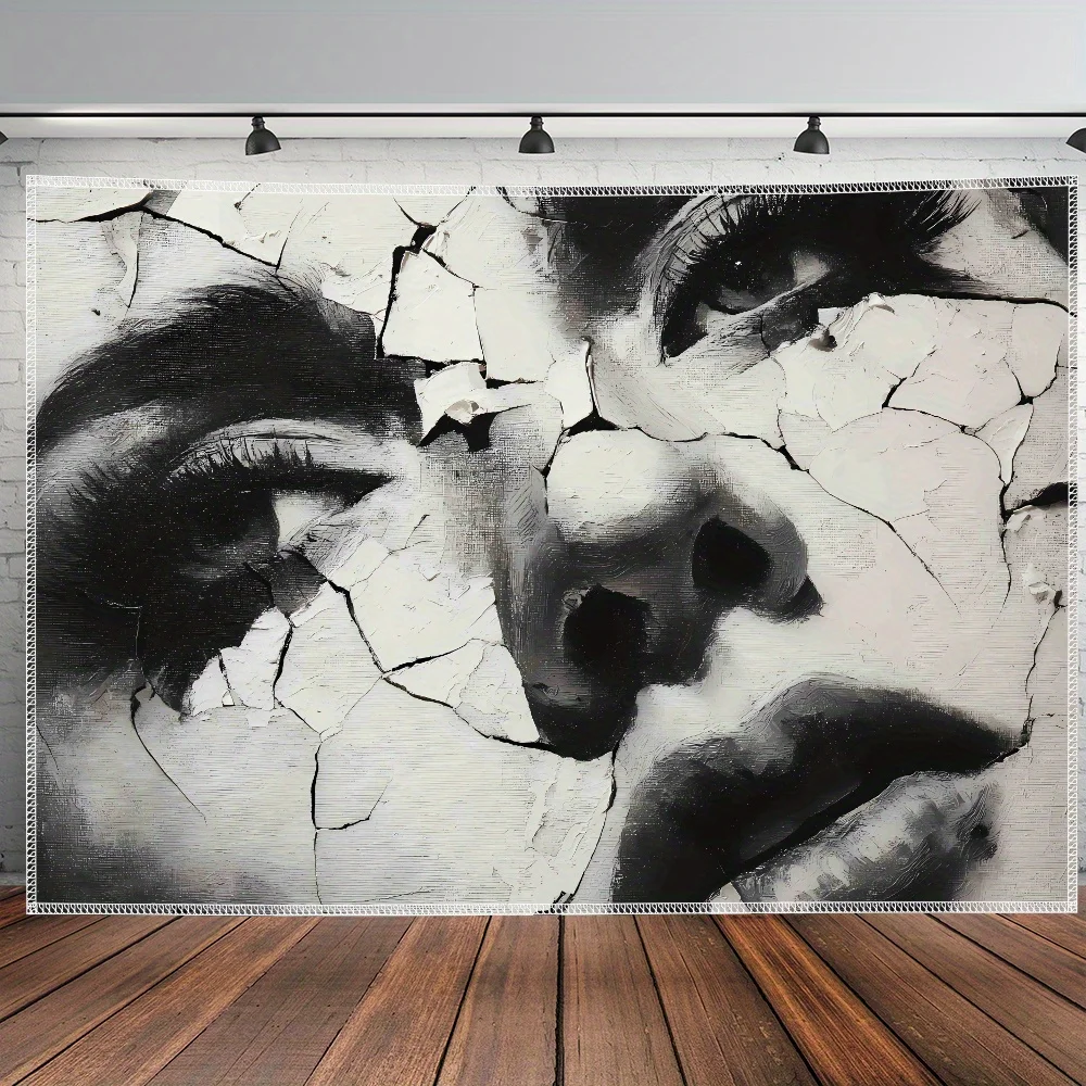 1pc Ultra Large Melancholic Black & White Female Face Tapestry - Cracked Texture HD Digital Print Polyester Wall Art, Hand-Stitc
1pc Ultra Large Melancholic Black & White Female Face Tapestry - Cracked Texture HD Digital Print Polyester Wall Art, Hand-Stitc