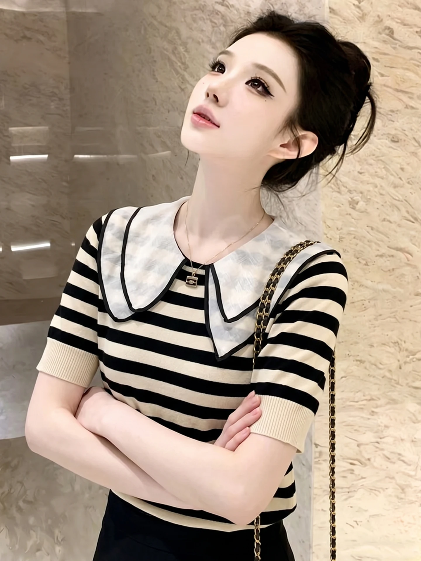 2026 Summer Stripe Knit Shirt Short Sleeve Commute Versatile Color Block Lazy Style Top Women's plus Size Straight Cut Inner ...
2026 Summer Stripe Knit Shirt Short Sleeve Commute Versatile Color Block Lazy Style Top Women's plus Size Straight Cut Inner ...