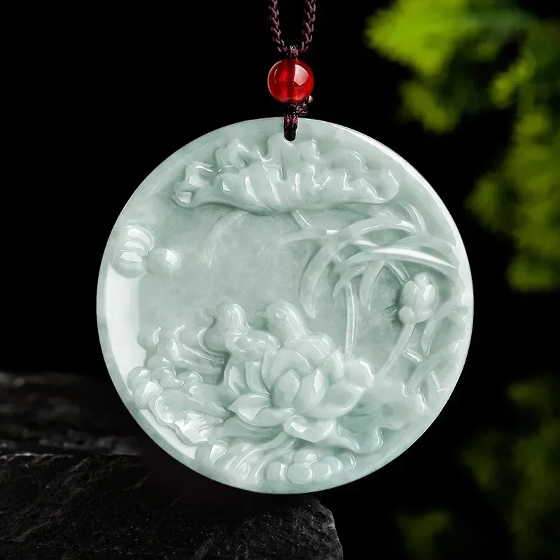The Newest Natural Myanmar A-grade Jadeite Pendant Handcrafted Exquisite Lotus Mandarin Duck Necklace for Couples As A Gift
The Newest Natural Myanmar A-grade Jadeite Pendant Handcrafted Exquisite Lotus Mandarin Duck Necklace for Couples As A Gift