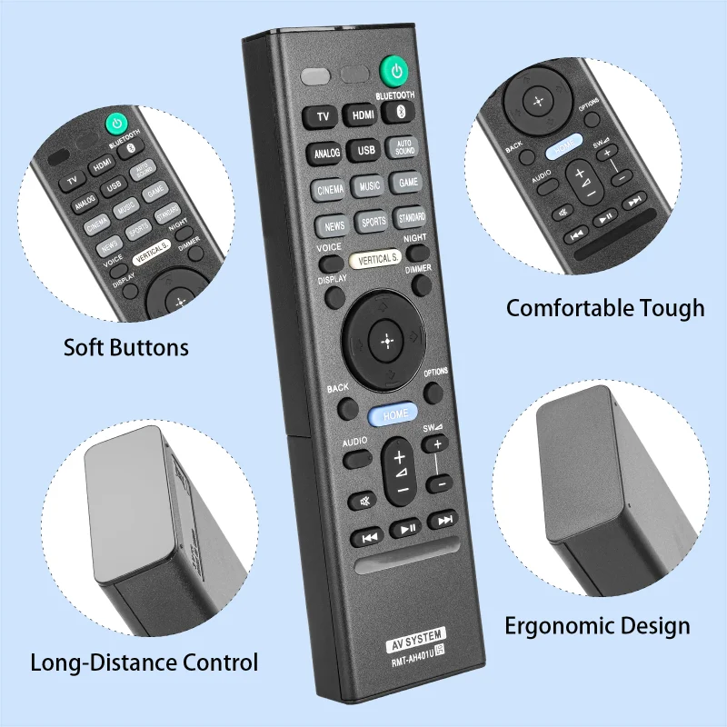 RMT-AH401U RMTAH401U Remote Control Compatible with Sony Sound Bar HT-X9000F HTX9000F SA-WXF9000 HT-Z9F HTZ9F SA-WXF9000 SA-X900
RMT-AH401U RMTAH401U Remote Control Compatible with Sony Sound Bar HT-X9000F HTX9000F SA-WXF9000 HT-Z9F HTZ9F SA-WXF9000 SA-X900