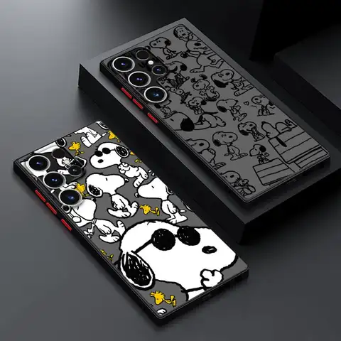 Case for Samsung Galaxy S25 S24 Ultra S23 Plus S22 S21 FE S20 Note 20 S9 S10 Silicone Phone Cover S-Snoopys Astronaut Cartoon