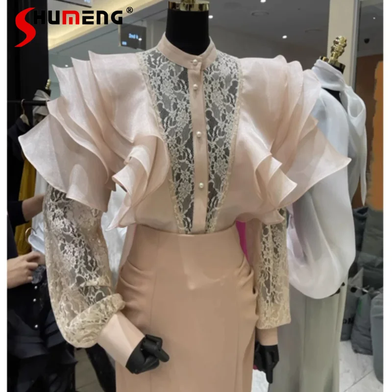 Women's 2026 Spring Summer New Long-sleeve Shirts Three-dimensional Hollow Out Flower Lotus Leaf Edge Tops Lace Splicing Shirts
Women's 2026 Spring Summer New Long-sleeve Shirts Three-dimensional Hollow Out Flower Lotus Leaf Edge Tops Lace Splicing Shirts