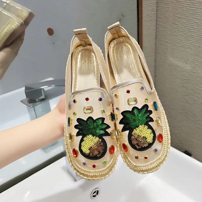 Women Mesh Closed Toe Sandals Summer 2026 New Embroidered Rhinestone Espadrilles Flat Backless Slip On Beach Outdoor Walking
Women Mesh Closed Toe Sandals Summer 2026 New Embroidered Rhinestone Espadrilles Flat Backless Slip On Beach Outdoor Walking