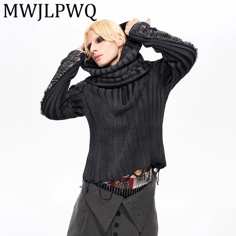 MWJLPWQ Pin Design Half Turtleneck Sweater For Men Autumn Winter Spray Stain Distressed Stand Collar Scarf Knitted Tops 12778
MWJLPWQ Pin Design Half Turtleneck Sweater For Men Autumn Winter Spray Stain Distressed Stand Collar Scarf Knitted Tops 12778