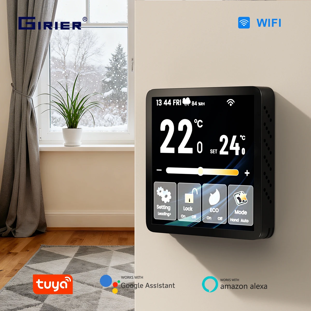 GIRIER Smart Thermostat WiFi Programmable Temperature Controller for Water/Gas Bolier Electric Heating System Works with Alexa
GIRIER Smart Thermostat WiFi Programmable Temperature Controller for Water/Gas Bolier Electric Heating System Works with Alexa
