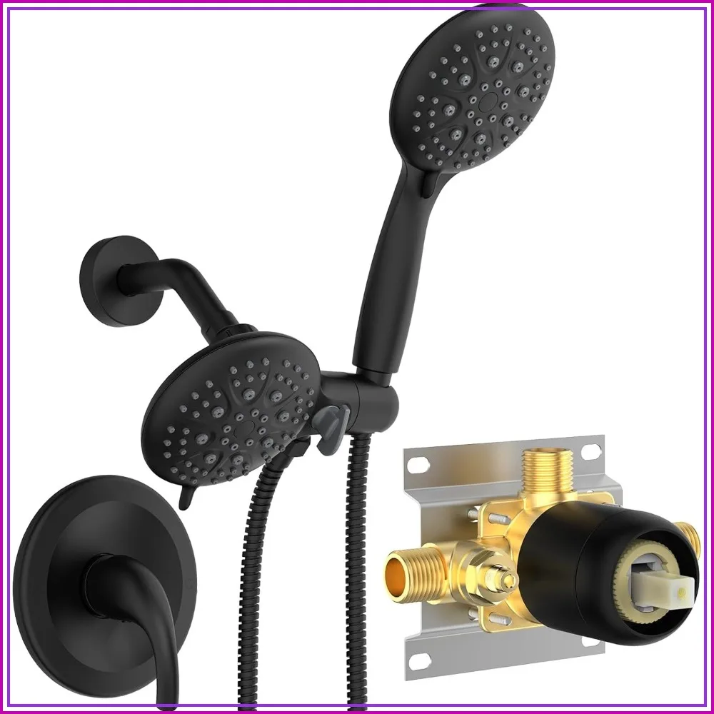 6-Spray Shower Faucet 3-Way Combo, Handheld & Overhead Shower Head, Matte Black with Valve
6-Spray Shower Faucet 3-Way Combo, Handheld & Overhead Shower Head, Matte Black with Valve