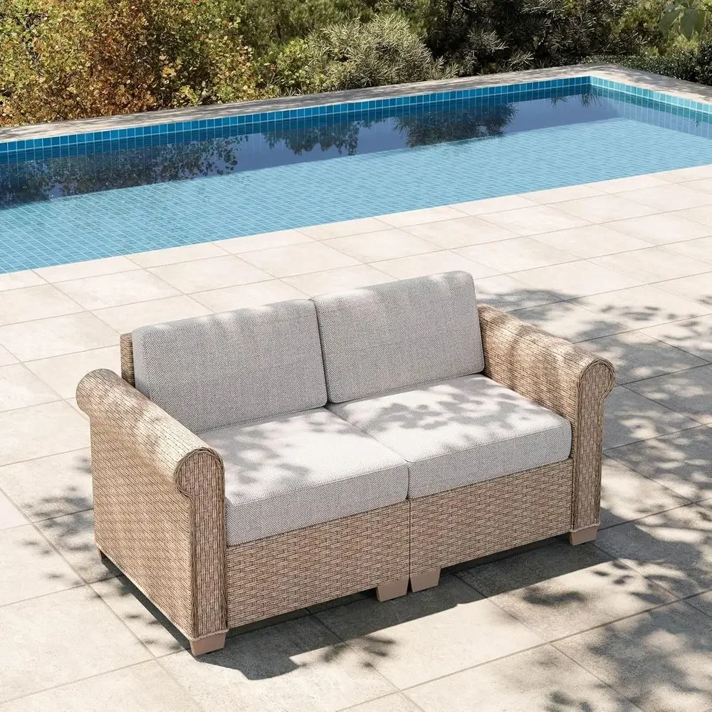 Patio Loveseat Set, All-Weather 2 Seats Outdoor Sectional Wicker Soa, 5.5" Thick Cushions, 5.9" Wide Armrests, 2-Piece ular Cont
Patio Loveseat Set, All-Weather 2 Seats Outdoor Sectional Wicker Soa, 5.5" Thick Cushions, 5.9" Wide Armrests, 2-Piece ular Cont