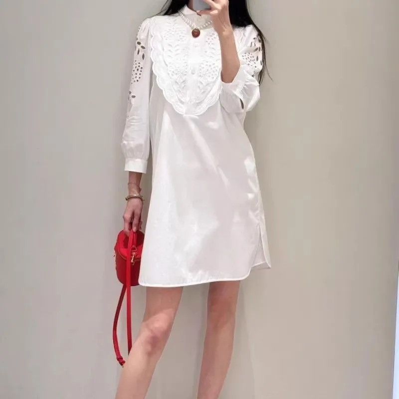 2026 New Arrival Women's White Cotton Dress Fashionable Hollow Out Embroidered Straight Dress
2026 New Arrival Women's White Cotton Dress Fashionable Hollow Out Embroidered Straight Dress