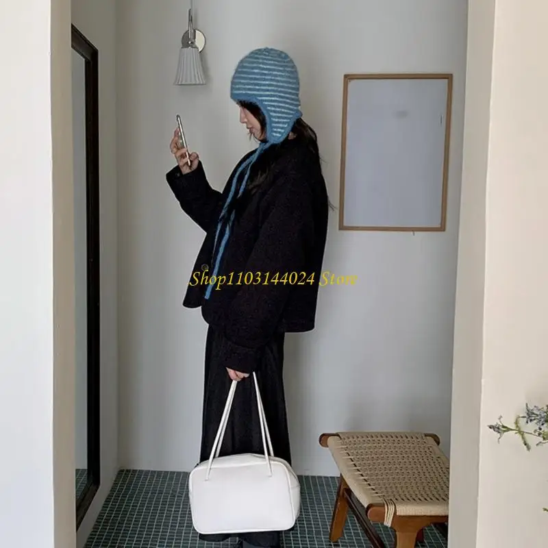 N5KE Comfortable Knit Fabric Stripe Bonnet Cap with Ear Warmer Accent For Cosy Chilly Climates Easy To Maintain
N5KE Comfortable Knit Fabric Stripe Bonnet Cap with Ear Warmer Accent For Cosy Chilly Climates Easy To Maintain