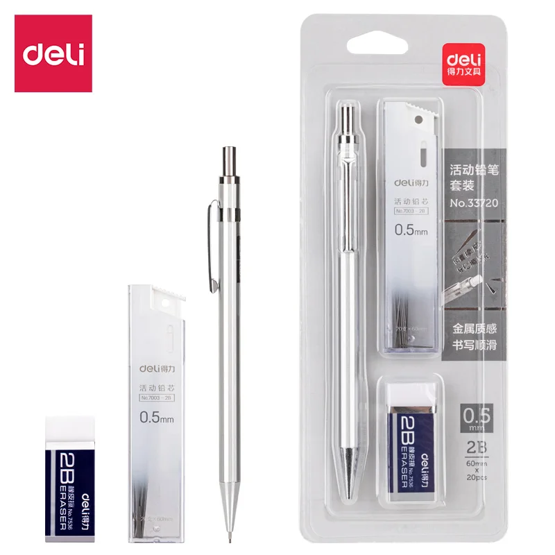 Deli Mechanical Pencil Set 2B 0.5mm, Precision Writing Tool with Refillable Leads for School, Office, and Creative Work
Deli Mechanical Pencil Set 2B 0.5mm, Precision Writing Tool with Refillable Leads for School, Office, and Creative Work